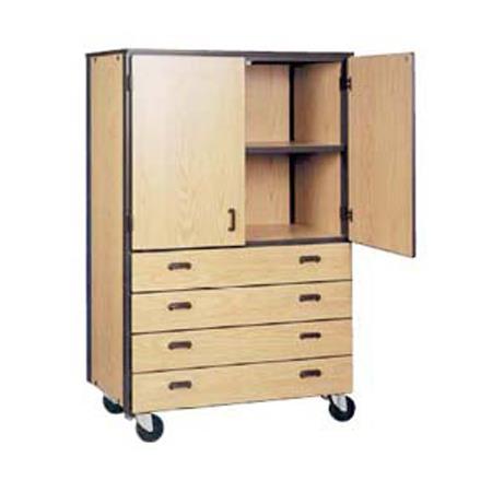Tall Storage Cabinet with Shelves, Tote Trays & Doors - 48W x 22D