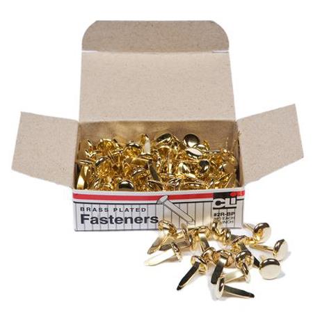 Officemate Roundhead Fastener 1-1/2 Shank 7/16 Head Brass Plated 99816