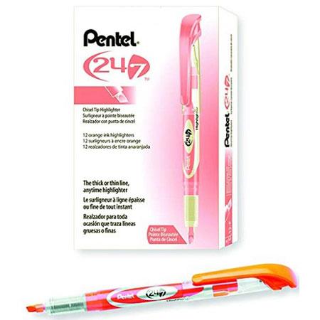 Pentel 24/7 Highlighters, Chisel Tip, Assorted Colors, 5/Set (SL12BP5M)