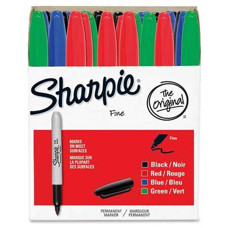 Sharpies Ultra Fine - Assorted Markers, Blue, Green, Pink, Yellow (12)